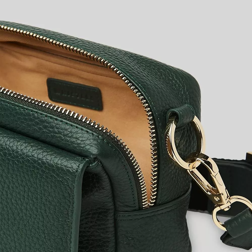 Whistles Green Bibi Leather Crossbody Bag